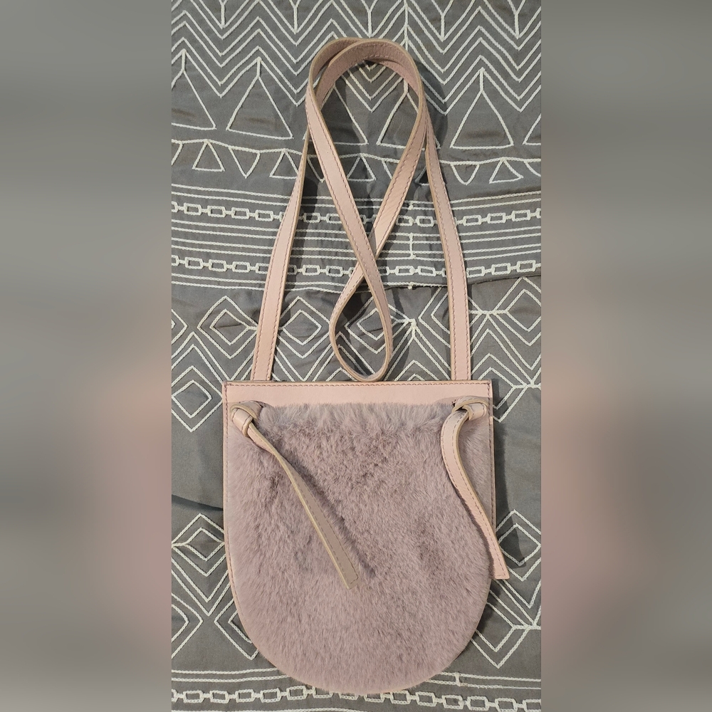 Madewell The Knot Pink Crossbody Bag In Faux Fur